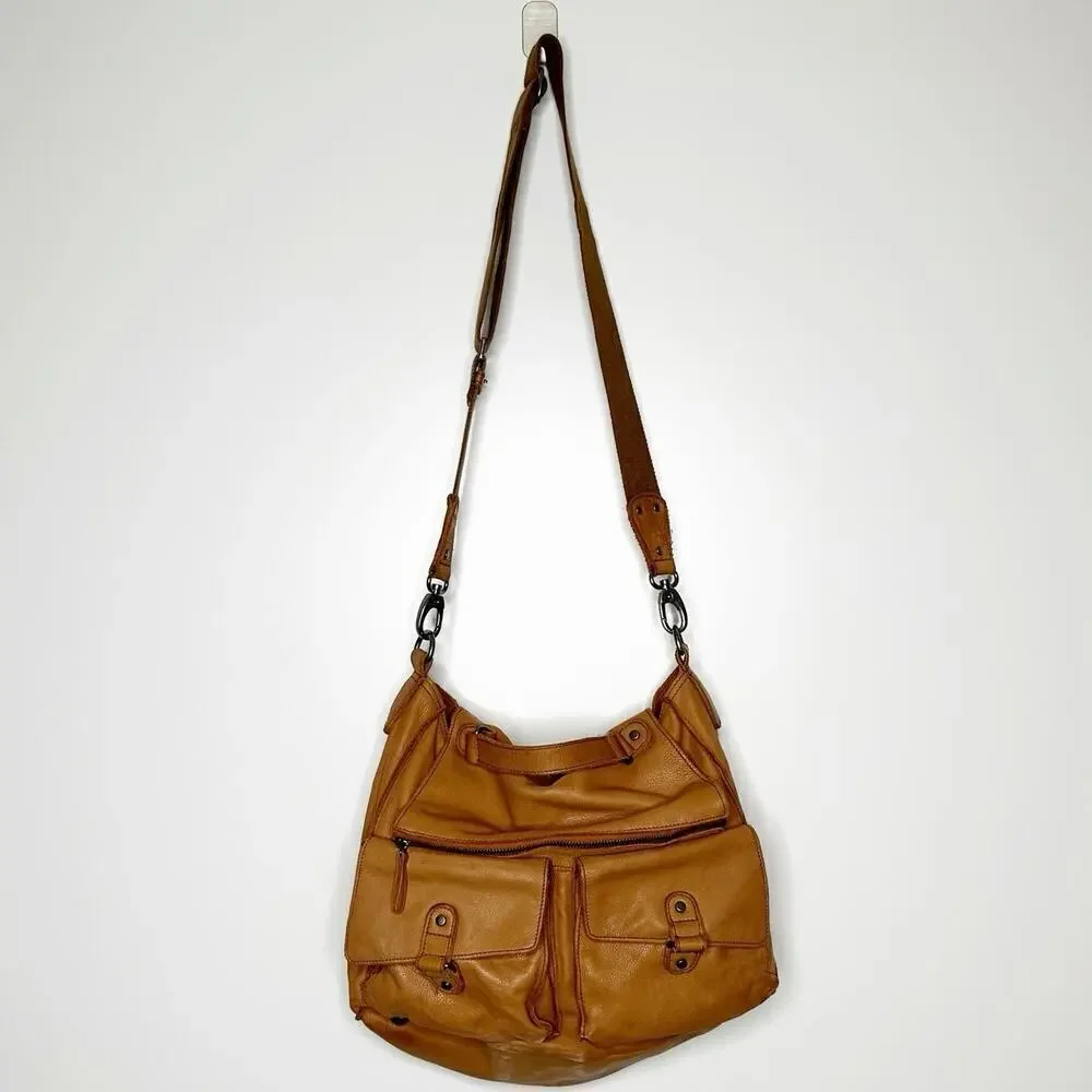 Vanessa Bruno Cowskin Leather Bag Cognac